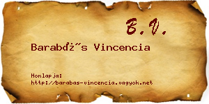 Barabás Vincencia névjegykártya